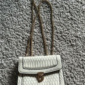 White Quilted Crossbody Bag with Chain Straps